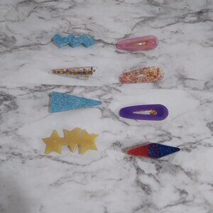 Vintage Retro 80s‎ Plastic Classic Clip Hair Set of 8